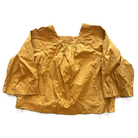 MADEWELL - Mustard Yellow Square Neck Peasant Top - Size L - Picture 4 of 9
